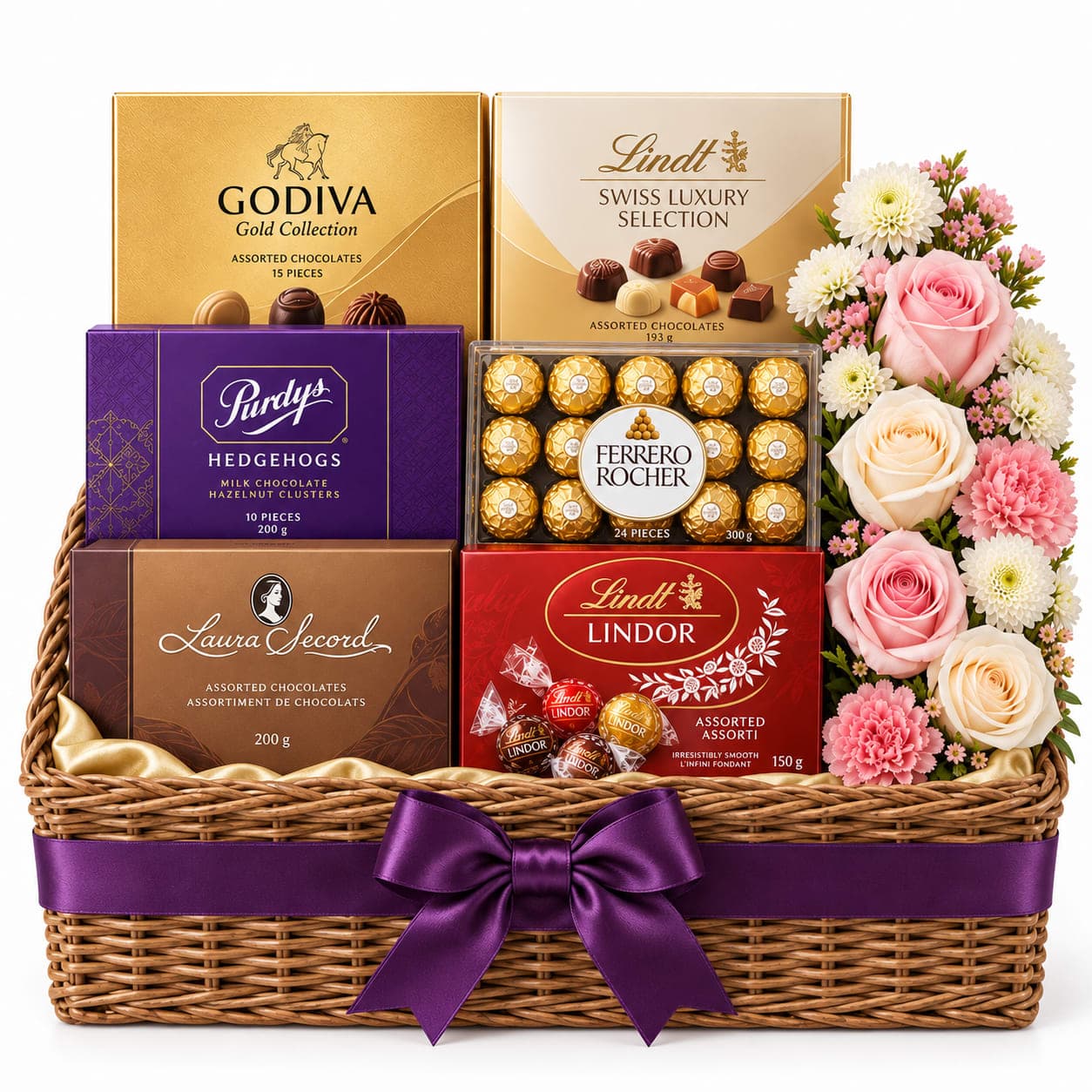 Panier Prestige Chocolats et Fleurs